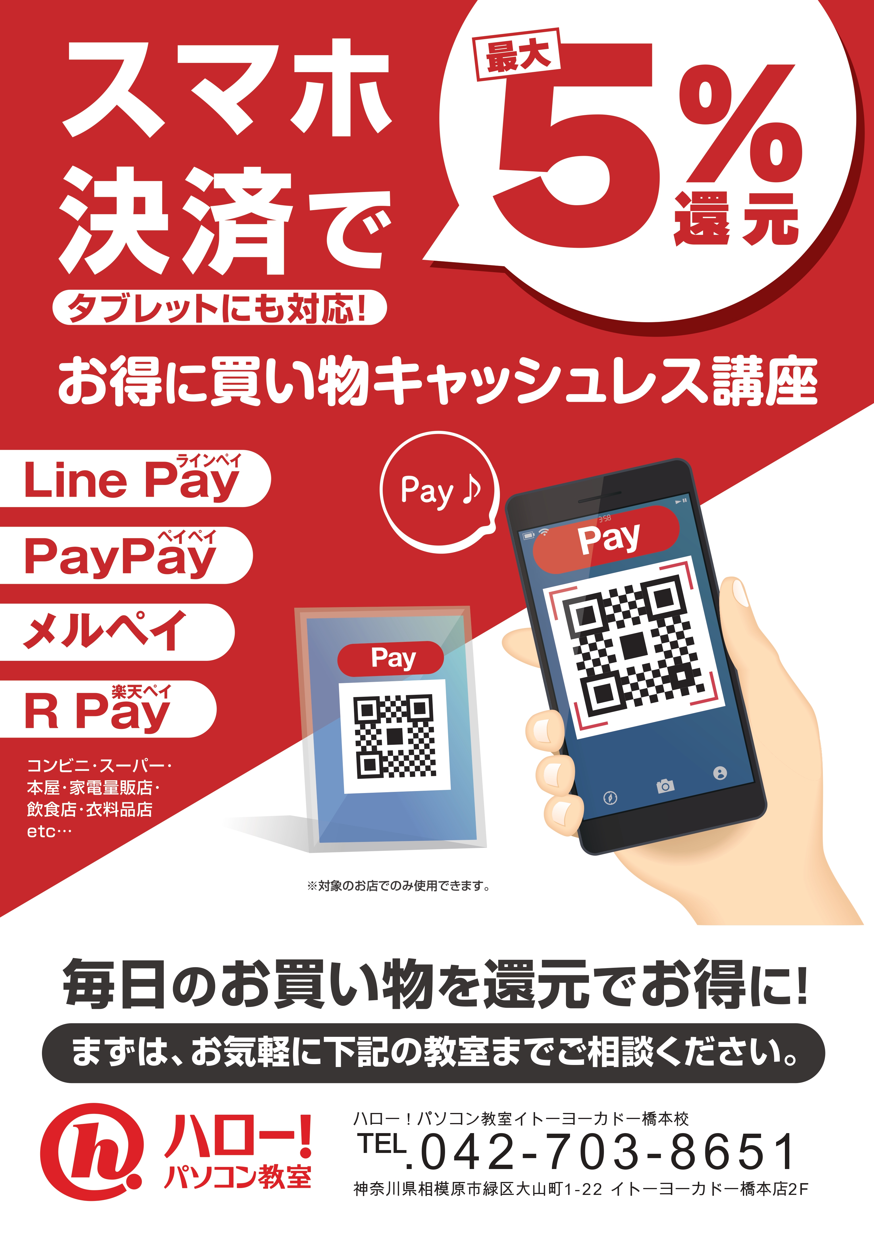 待望のキャッシュレス講座始動 相模原市 緑区のハロー パソコン教室 イトーヨーカドー橋本校 待望のキャッシュレス講座始動 相模原市 緑区のハロー パソコン教室 イトーヨーカドー橋本校